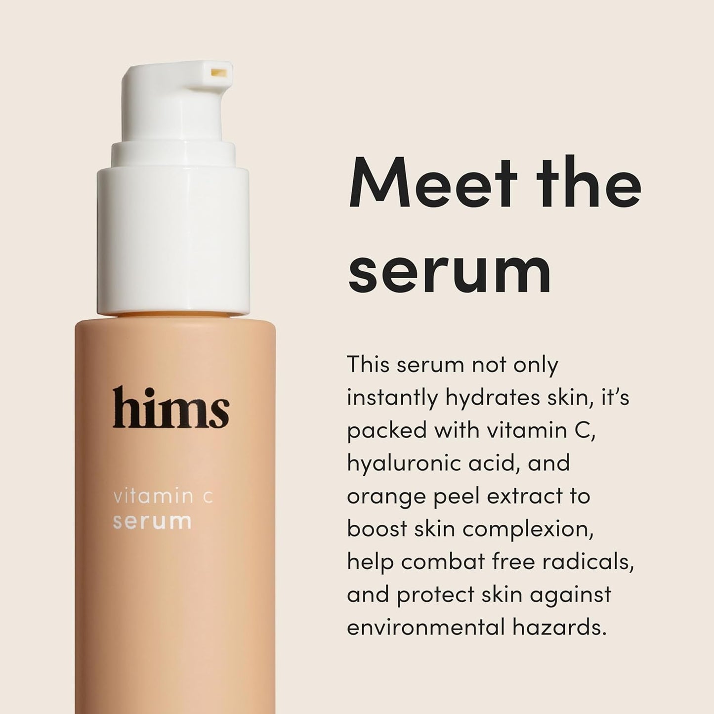 hims Vitamin C Serum - Vitamin C, Hyaluronic Acid, & Orange Peel Extract - Brightening Serum for Men - Softens Skin & Reduces Appearance of Wrinkles - Paraben-Free, Vegan Formula - 1 Fl Oz