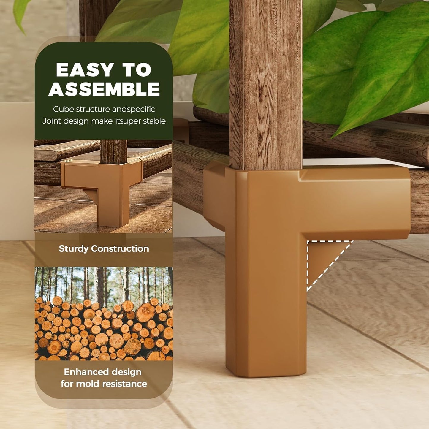 Bamworld Plant Stand Indoor Outdoor Corner Shelf 11 Potted Large Holder for Multiple Plants Wooden Tall Stands Combo Table Rack Garden Patio Lawn Window