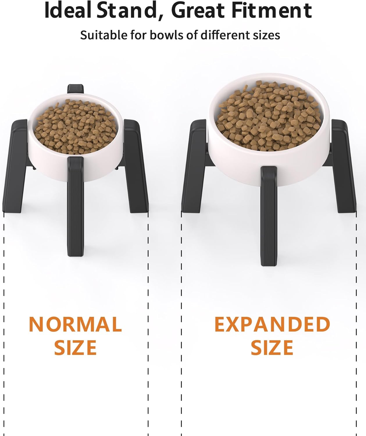 CZPET Elevated Dog Bowl Stand, Stand Only, Width Adjustable, Lifted Raised Dog Food & Water Feeder Stand for Large Bowls