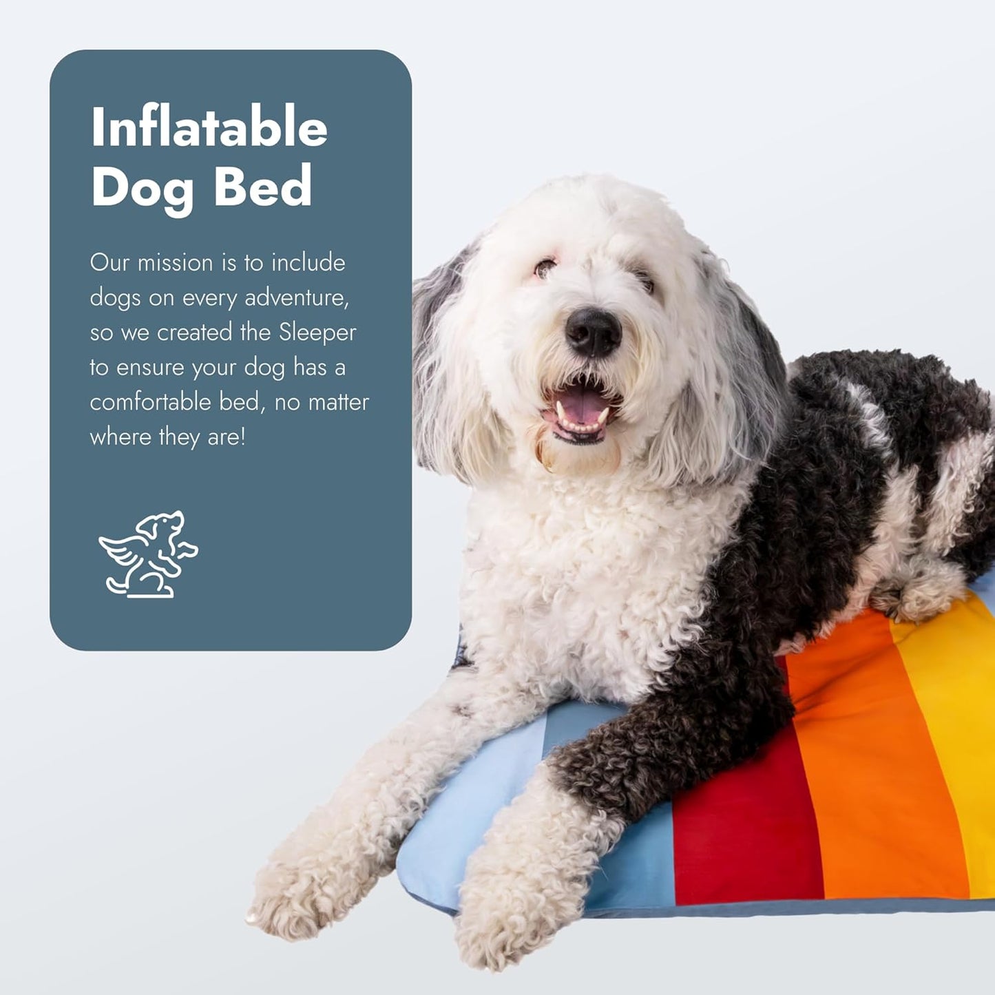 K9 Sport Sack Sleeper with Multicolor Slip Cover - Large/Extra Large (3” x 28” x 28”) - Inflatable Dog Bed with Carrying Case - Lightweight, Durable Design Ideal for Travel