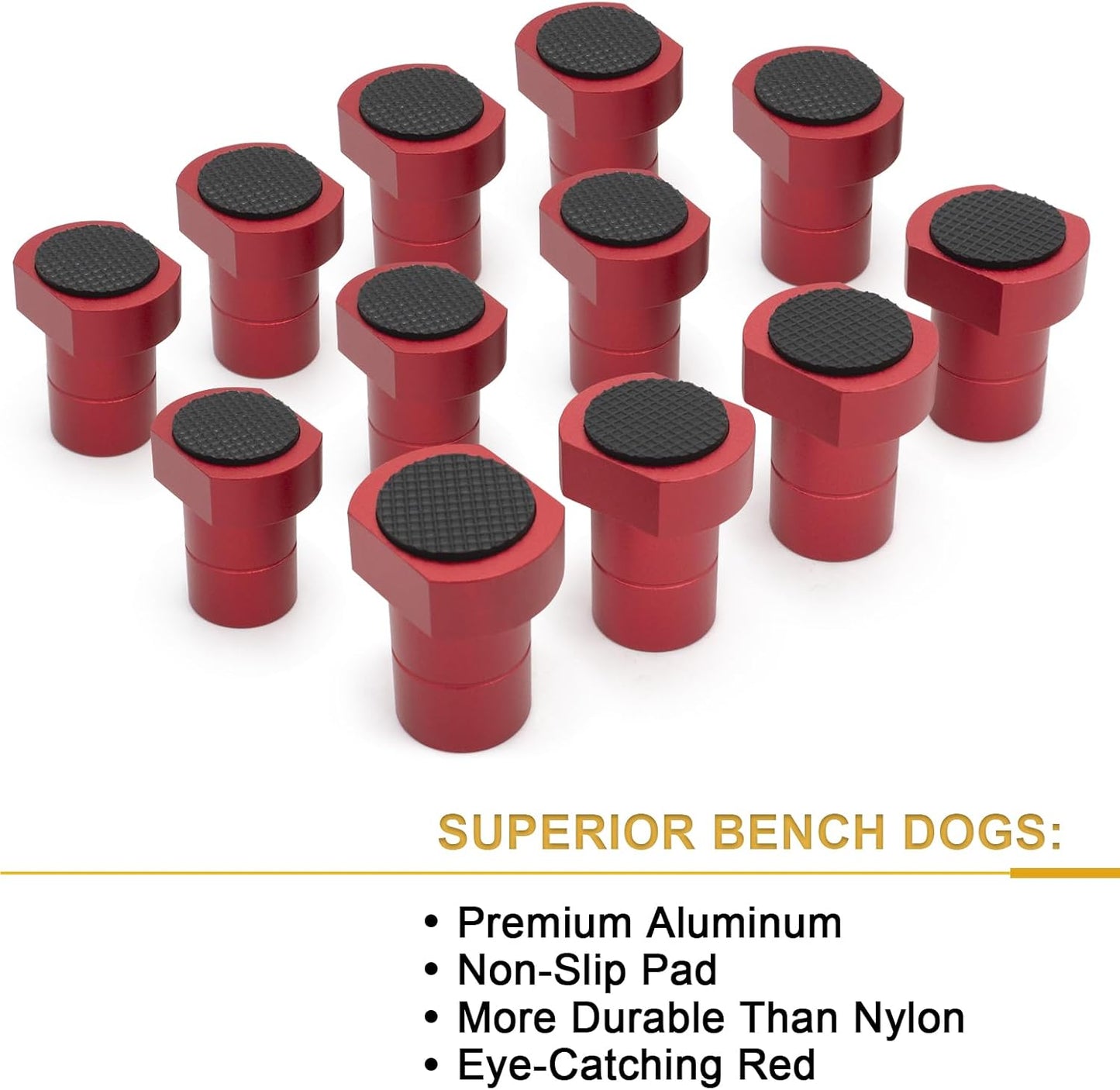 12-Pack 20mm/0.787'' Bench Dogs,Non-Slip Bench Dog Clamp Aluminum Alloy Table Stops for MFT Workbenches, Fits 0.787" Dog Holes - Professional Woodworking & DIY Accessories