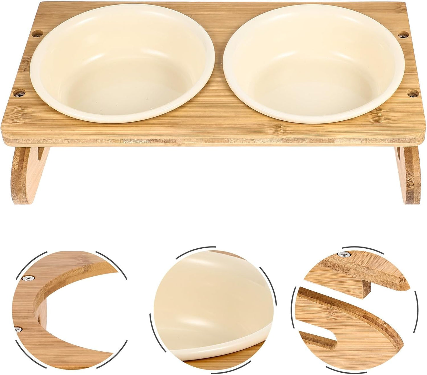 Milisten Ceramic Cat Bowls with Elevated Stand, 15cm Diameter 600ml Capacity, Anti-Slip Raised Pet Feeding Dish for Household Cats and Small Dogs