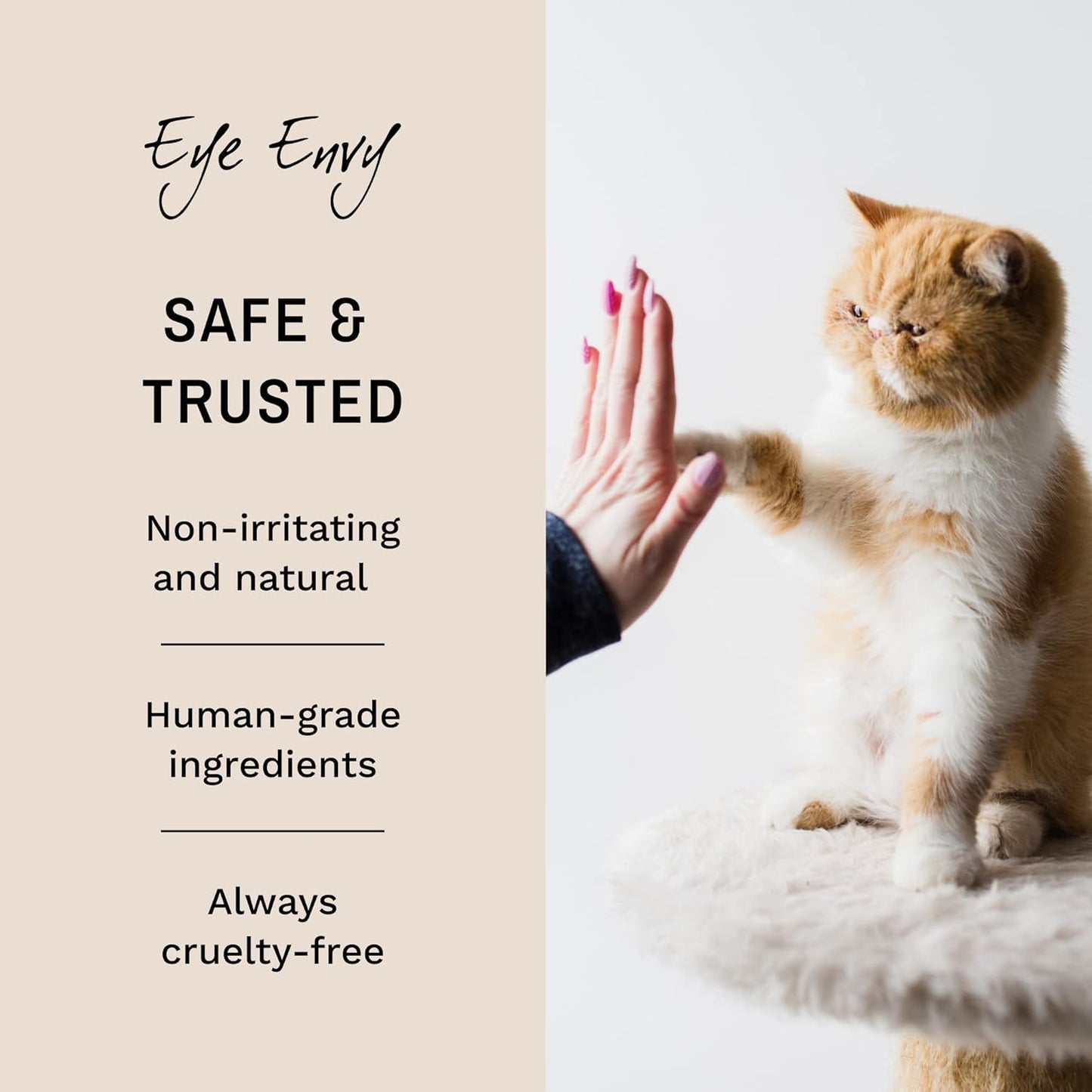 Eye Envy Tear Stain Wipes for Cats. Textured to Gently Clean, Treats The Cause of Staining. 100% Natural Formula. Recommended by Persian & Exotic Breeders, Vets, Groomers. USA Made. 60 Cat Eye Wipes