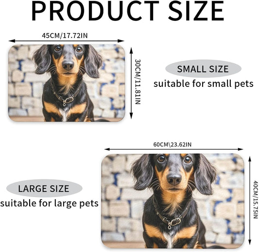 Pet Feeding Mat Leather Dog Food Mat Waterproof Pet Tablecloth Long haired Dachshund Pet Placemat for Dogs Absorbent Dog Bowl Mat Anti-Slip Dogs Mats for Food and Water