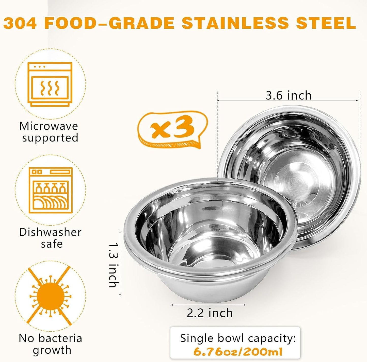 Elevated Cat Bowls 15° Tilted : 3-Pack Stainless Steel Food Bowls with Bamboo Stand - Anti-Overflow, Dishwasher Safe, 6 Adjustable Heights and Whisker Fatigue Relief for Indoor Cats