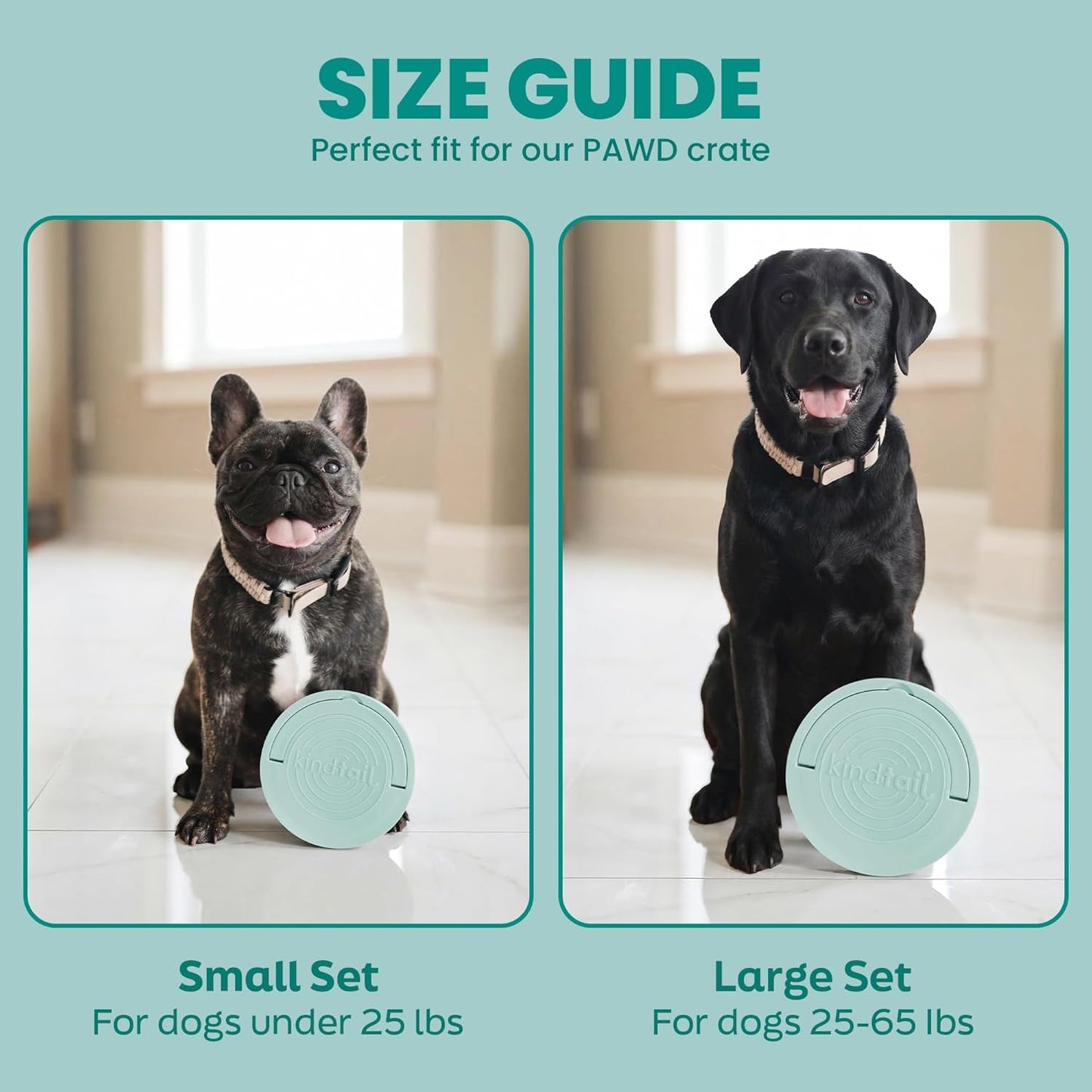 KindTail Dog Travel Bowls - Set of 2 Portable Pet Food & Water Dishes with Lid & Handle - Each Nesting Container Includes a Non-Slip Silicone Base - Microwave & Dishwasher Safe - BPA & Toxin-Free