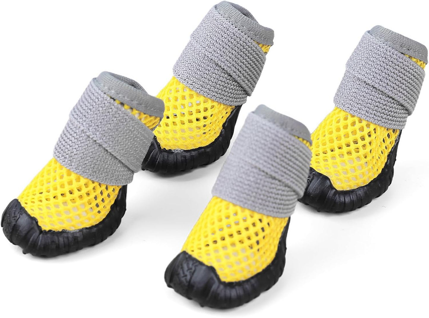 Dog Boots, Small Dog Shoes and Paw Protectors Summer Hot Pavement Anti-Slip Sole and Skid-Proof Mesh Breathable Nonslip Puppy Booties for Hardfloors Walking Running Hiking,Yellow,4#
