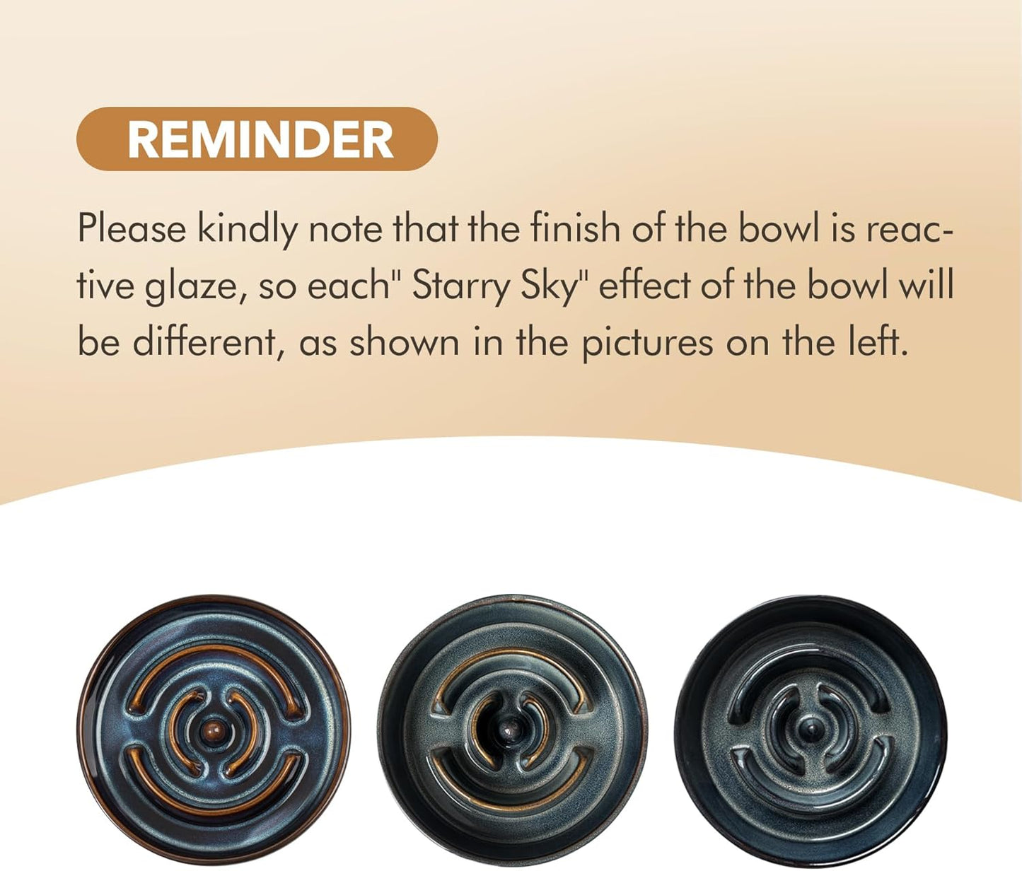 Ceramic 3.2 Cup Raised Slow Feeder Dog Bowl Set, Elevated 8.2inch Bowl and 9.5inch Dish with Acacia Wood Stand for Large Dog, Stop Bloat(2 x Starry Sky+ Stand)
