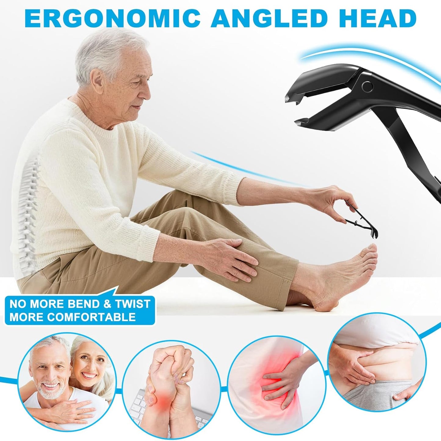 2026 Toenail Clippers for Thick Toenails for Seniors, Angled Head Large Toe Nail Clippers Set for Men, Heavy Duty Ingrown Toenail Clippers with Long Handle, Ultra Sharp Slanted Nail Cutter Wide Jaw