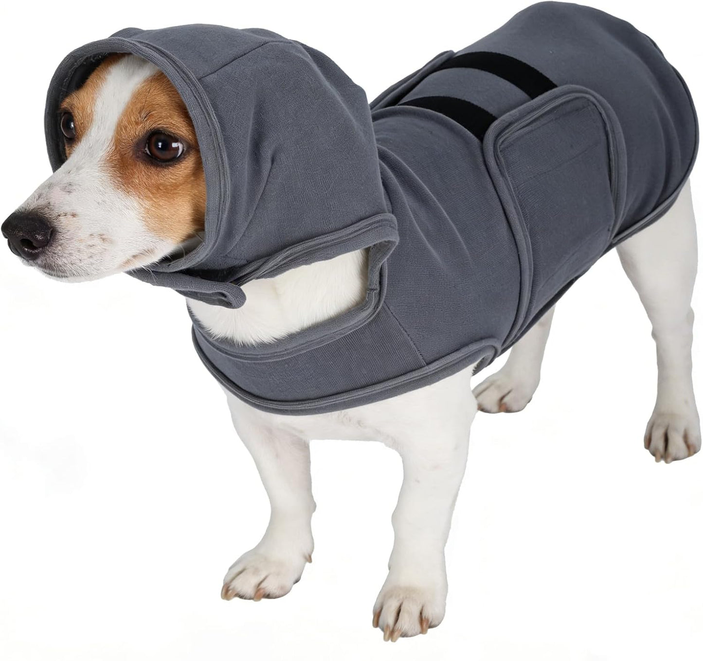 Dog Anxiety Vest Thunder Jacket for Dogs Cats Small Medium Breeds Weighted Vest with Hood pet Outfit Clothes Keep wrap Calming Vest Gray L