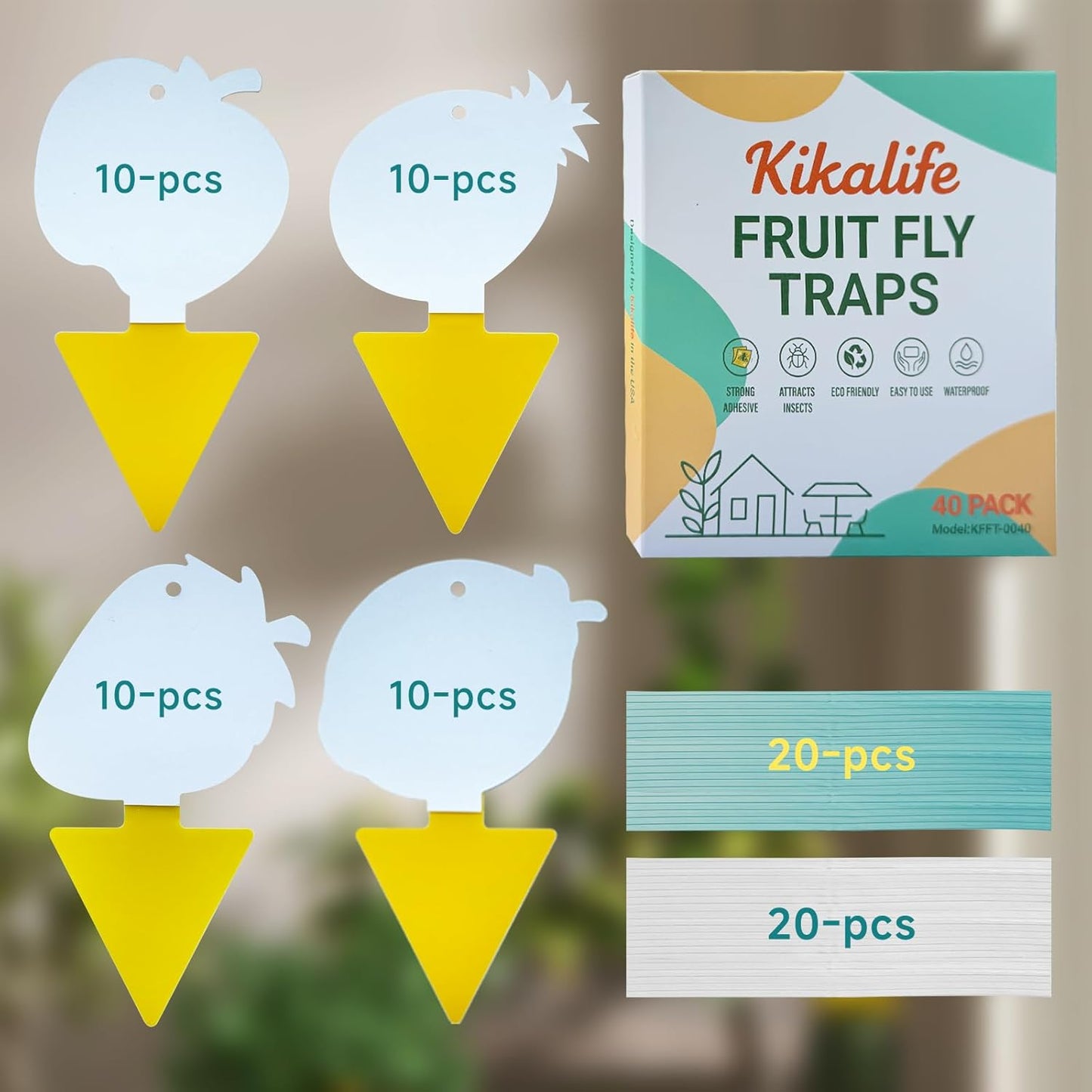 Fruit Fly Trap & Fungus Gnat Traps 40 Pack – Yellow Sticky Gnat Traps for House Indoor & Outdoor Plants, Non-Toxic and Odorless Insect Bug Catcher