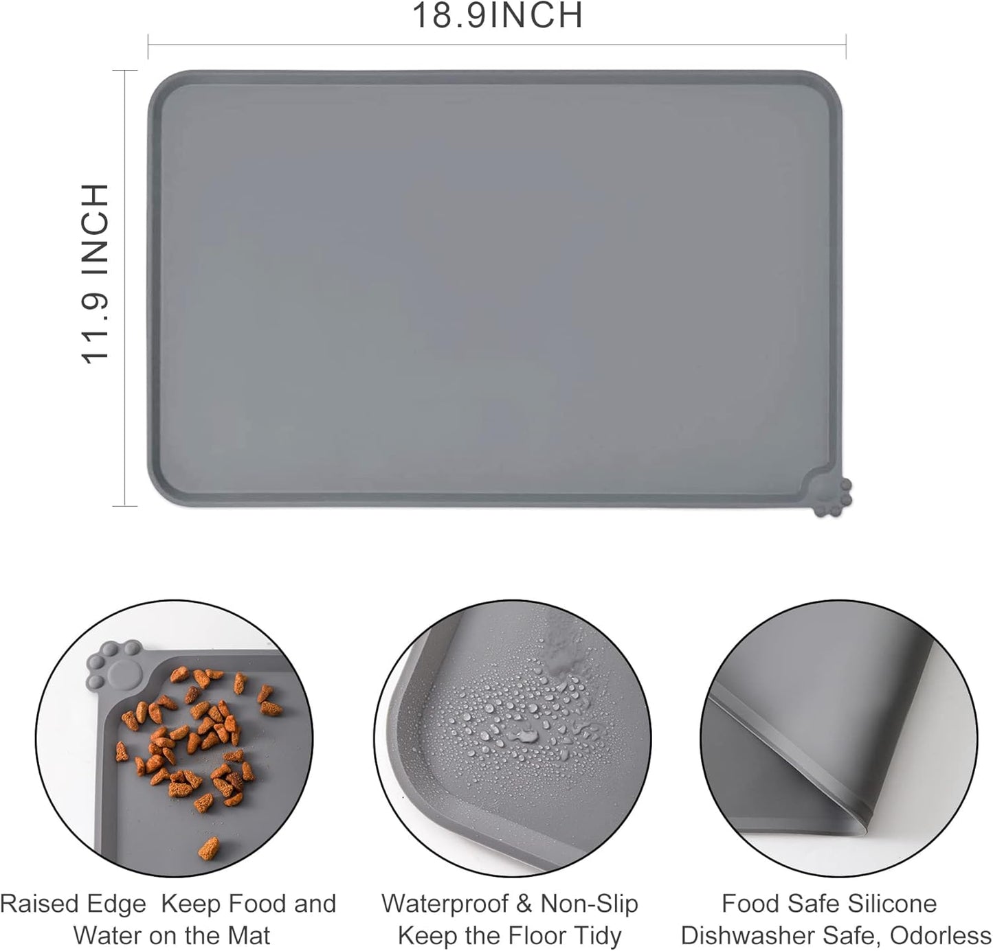 Boho 5 Ceramic Cat Bowls with Silicone Mat, 5.5 inch Wide Shallow Cat Food Bowl for Whisker Relief