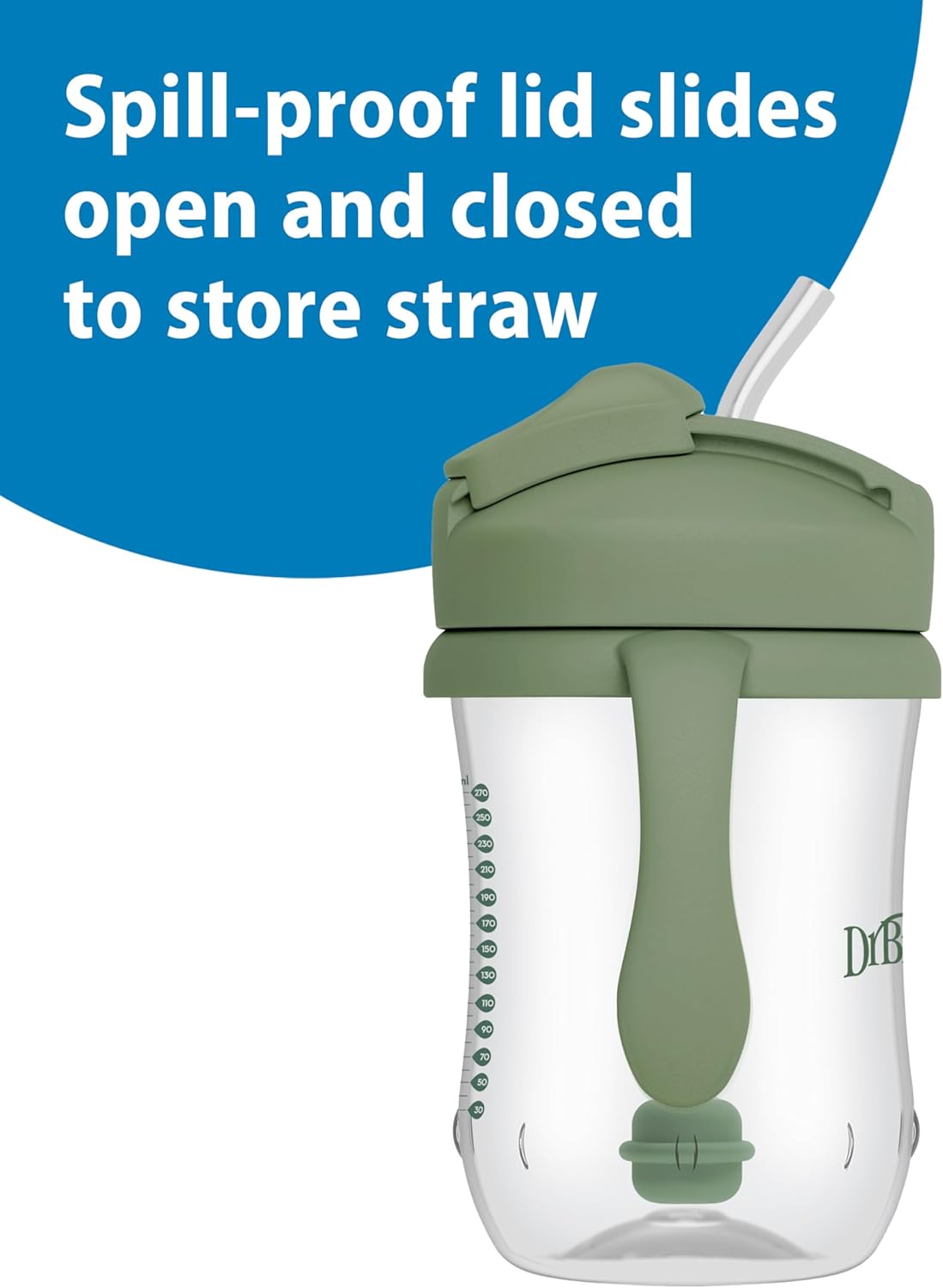 Dr. Brown's Milestones Baby's First Straw Cup, Training Cup with Weighted Straw, 9 oz/270 mL, BPA-free, 6m+, Dark Blue, 1-Pack