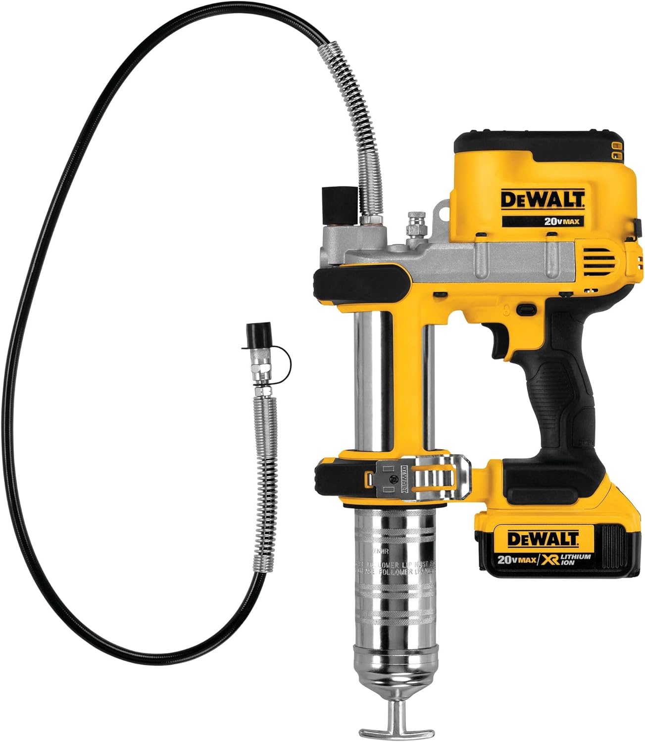 DEWALT Grease Gun Kit 20V MAX with 4.0Ah Battery and Charger, Cordless Grease Gun, LED Light, 42” Hose, 10,000 PSI, Variable Speed Triggers (DCGG571M1)