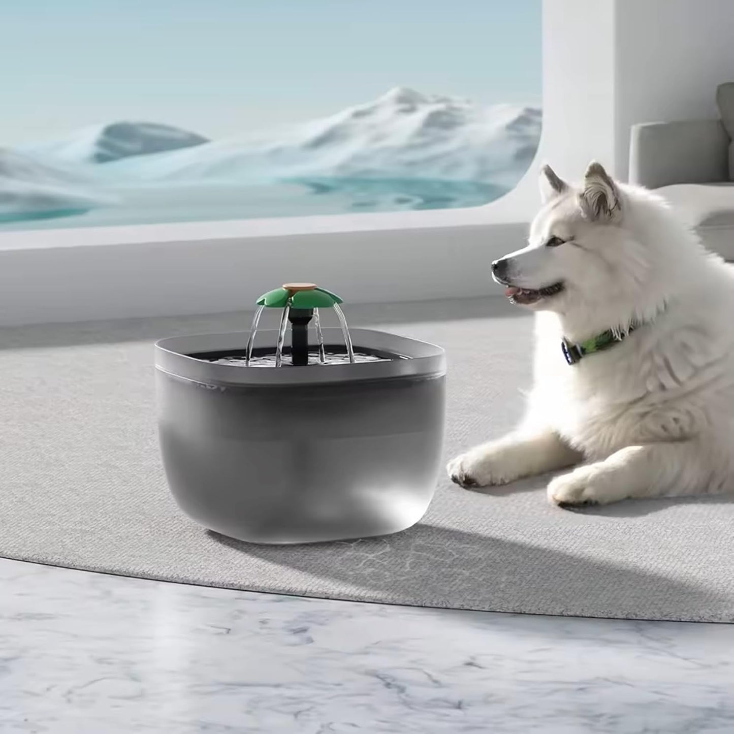 Pet Water Fountain W7, 67oz / 2 Liters Automatic Cat, Dog Water Fountain Pet Water Dispenser Ultra-Quiet Water Pump 360-degree Waterfall Shower, Automatic Pet Water Fountain, Small, Black