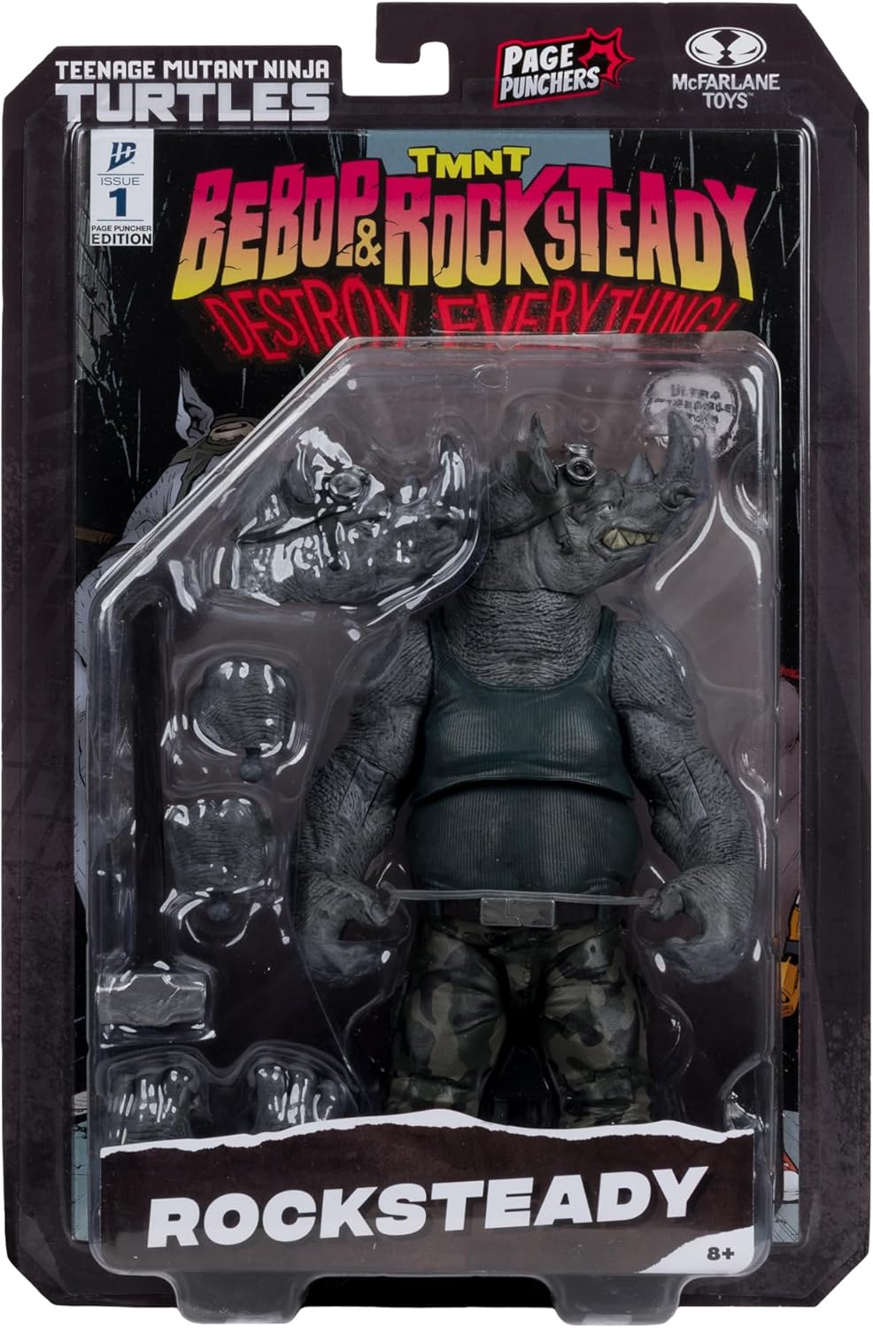 McFarlane Toys- Teenage Mutant Ninja Turtles (Page Punchers) Rocksteady 5in Action Figure with Comic