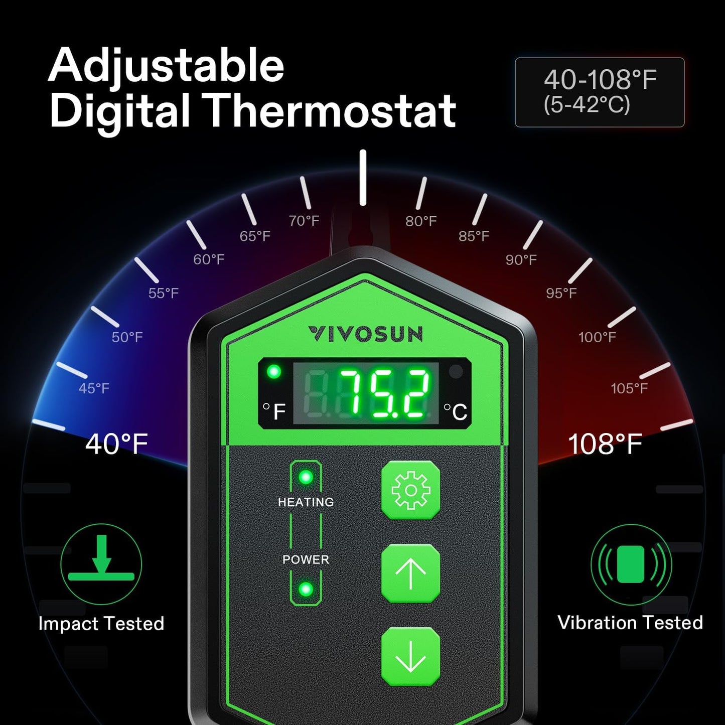 VIVOSUN 20" x 20.75" Seedling Heat Mat and Digital Thermostat Combo Set, UL & MET-Certified Warm Hydroponic Heating Pad for Germination, Indoor Gardening, Greenhouse