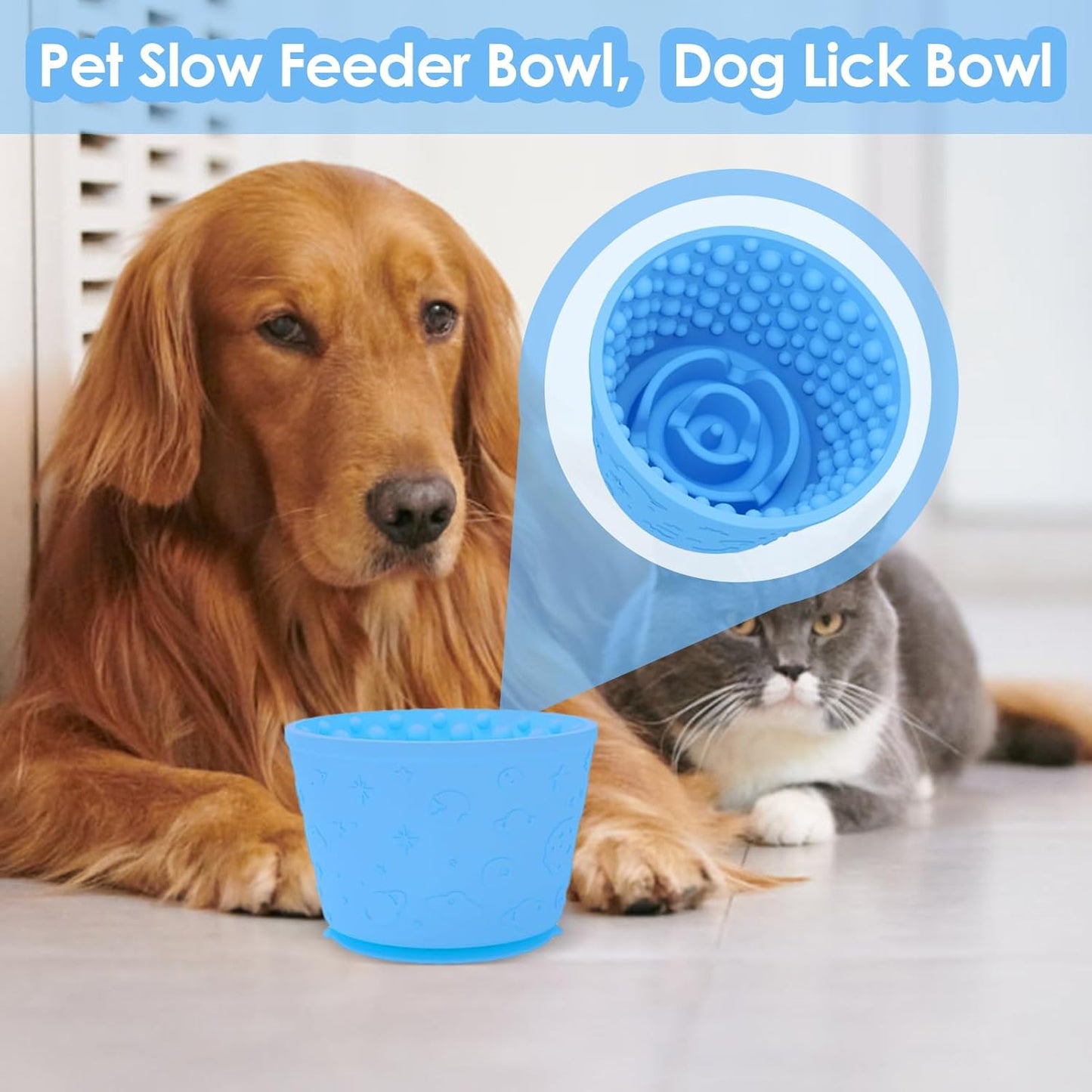 Slow Feeder Dog Bowls, Anti-Slip Feeding Bucket with Maze Design, Anti-Choking Food Dish to Slow Down Eating and Prevent Bloat for All Dogs