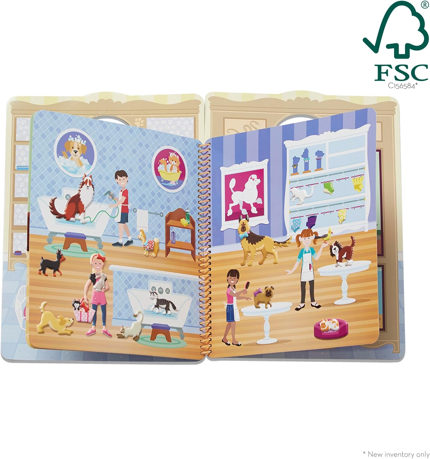 Melissa & Doug Pet Place Puffy Sticker Activity Book – 115 Reusable Stickers with 10 Background Scenes, Pet-Themed Mess Free Travel Toys for Kids Ages 4+ - FSC Certified
