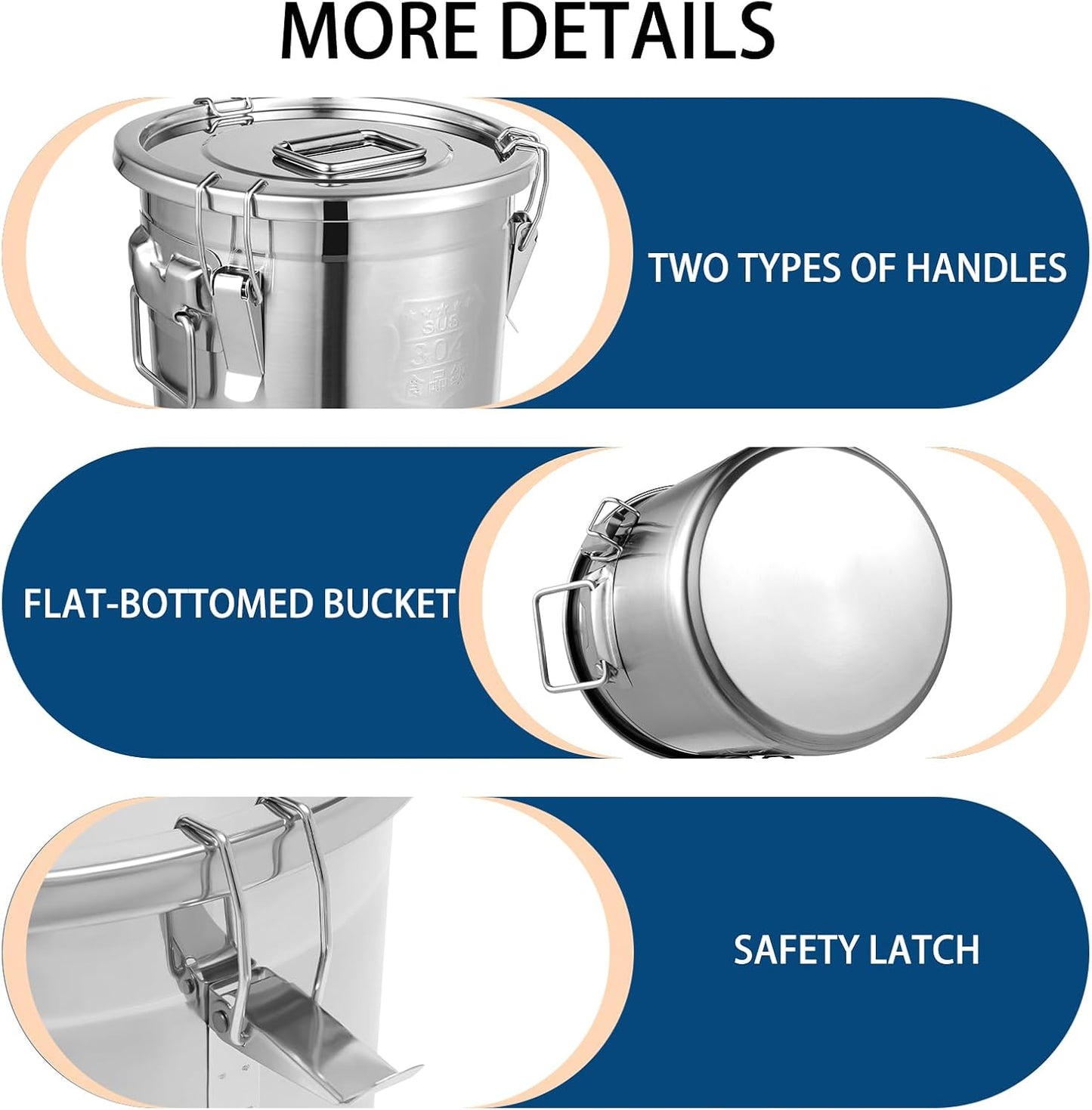 304 Stainless Steel Dog Food Storage Containers with Airtight Lid and Locking Clamp, Fits up to 12Lbs, Large Pet Food Storage Container Metal Pet Food Bin for Dogs, Cats & Birds Seed, Keep Fresh