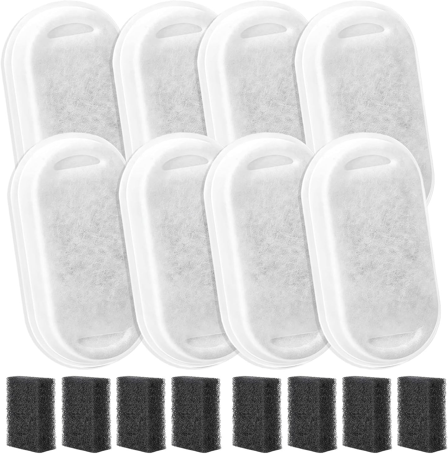 8 Pack Cat Water Fountain Filter, 2-Month Set Compatible with 74oz/2.2L Stainless Steel Pet Fountain, Quiet, Durable, Efficiency Filtration