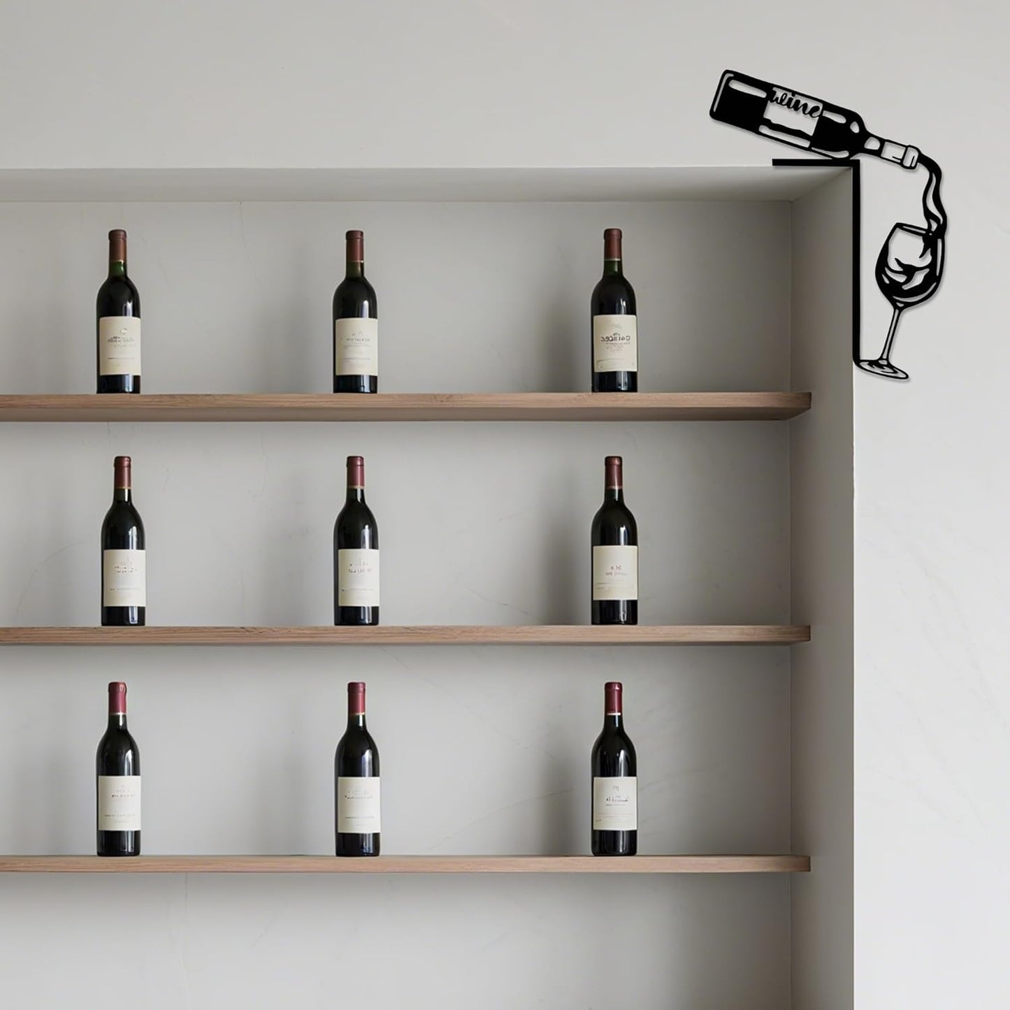YATEASLU Wine Decor for Kitchen - Rustproof Metal Bar Signs for Home Bar Decor - Door Frame Art with Wine Bottle & Glass Design - Gifts for Christmas, Thanksgiving,