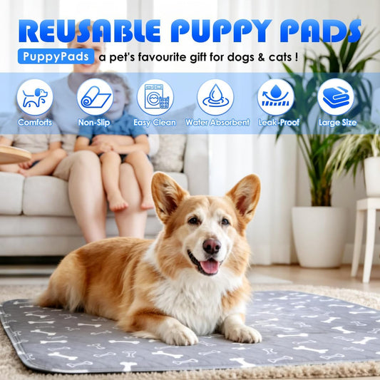 Puppy Pee Pads for Dogs Reusable Puppy Pads with Pheromones Durable 4-Layer Leak-Proof Training Mats with Non-Slip Bottom Pet Training Pads for Home & Travel -L