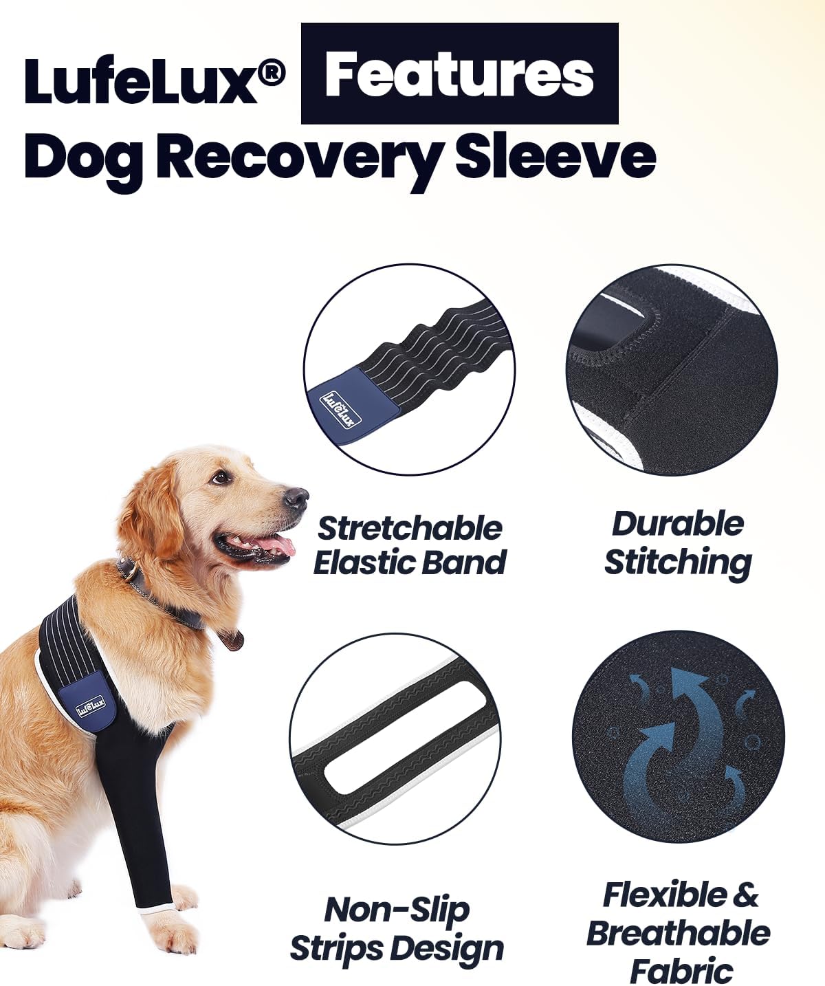 Dog Front Leg Sleeve, XLarge, Comfortable, Breathable Material, Adjustable Elastic Band, for Hot Spots, Wounds, Bandages