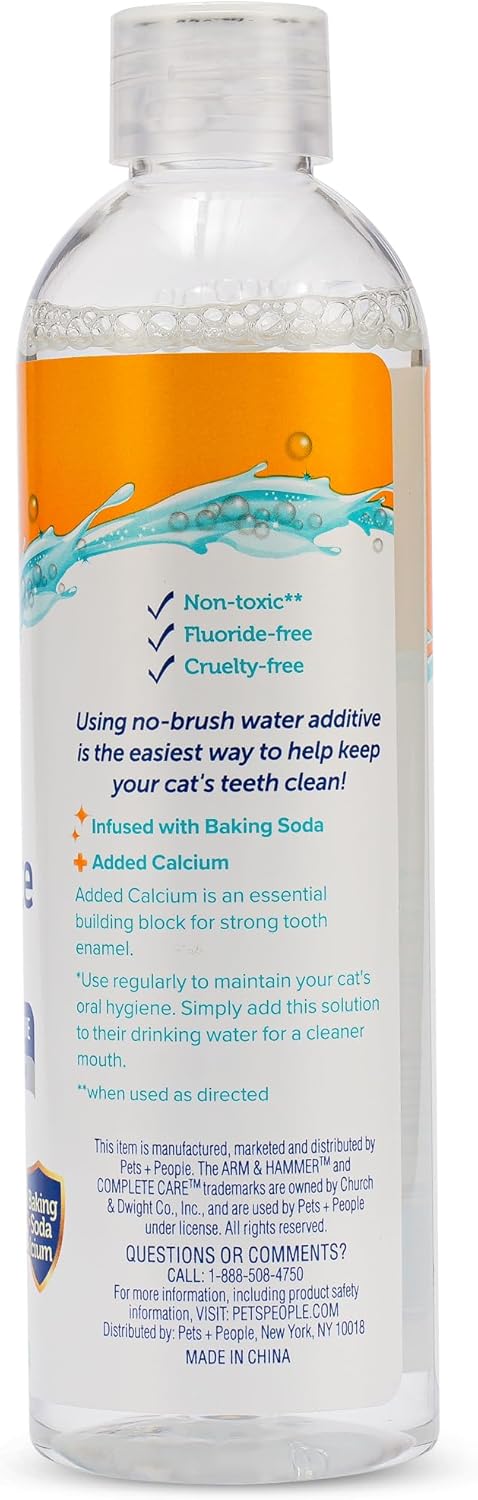 Arm & Hammer Complete Care Dental Water Additive for Cats, Cat Breath Freshener, Cat Mouth Wash or Dental Rinse, Simply Add to Pet Drinking Water for Fresher Breath, Value Size 8 FL OZ - 6 Pack