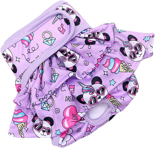 ZJchao Female Dog Diapers Panda Pattern Cute Leak Proof Breathable Reusable Washable Dog Panties for Pet Menstrual Cycle Polyester Material (S)