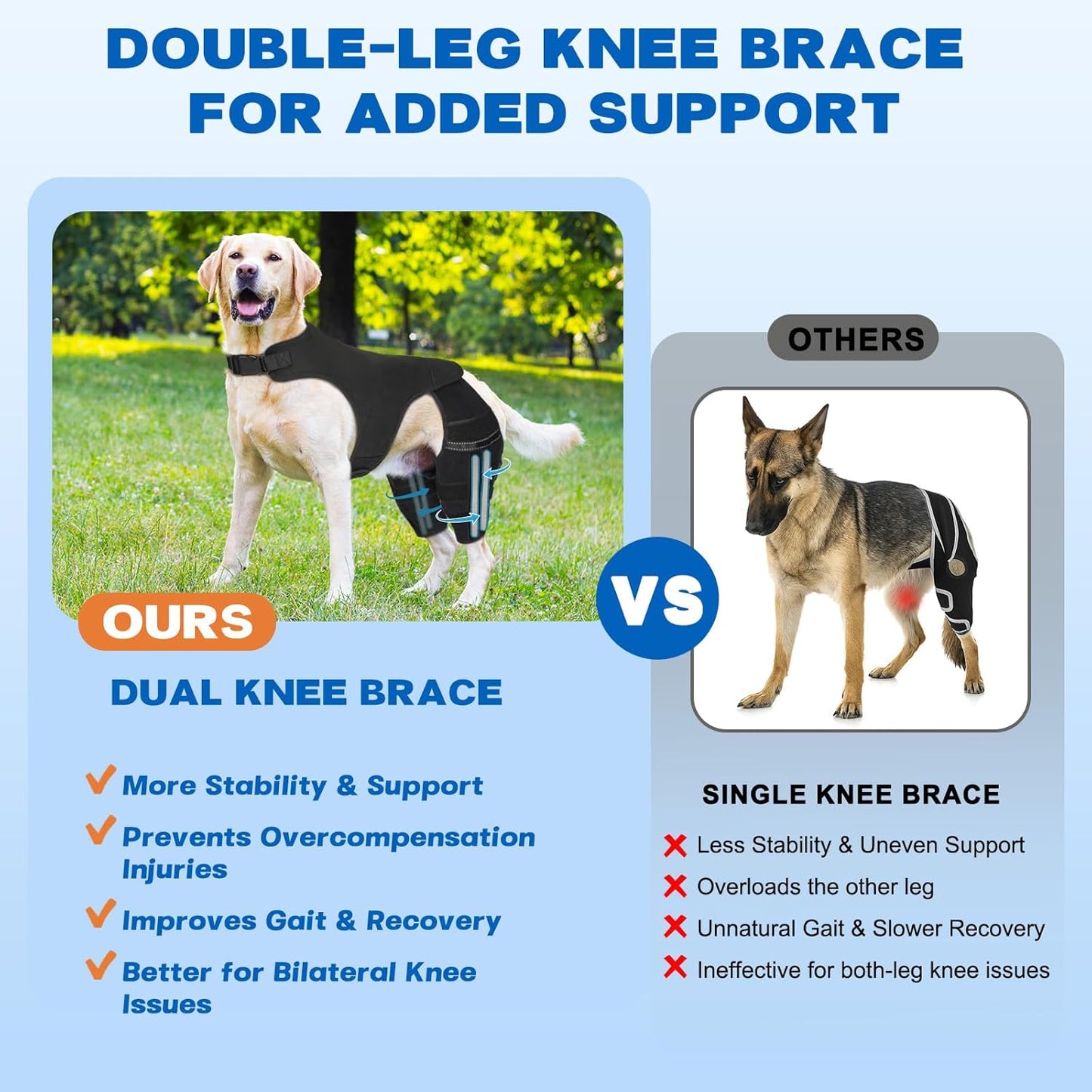 Dog Knee Brace for Torn ACL Hind Leg, Dog Leg Braces for Back Leg Support with 4 Metal Stabilizers Helps with Torn CCL, Luxating Patella, Ligament Injuries, Hip Dysplasia,S