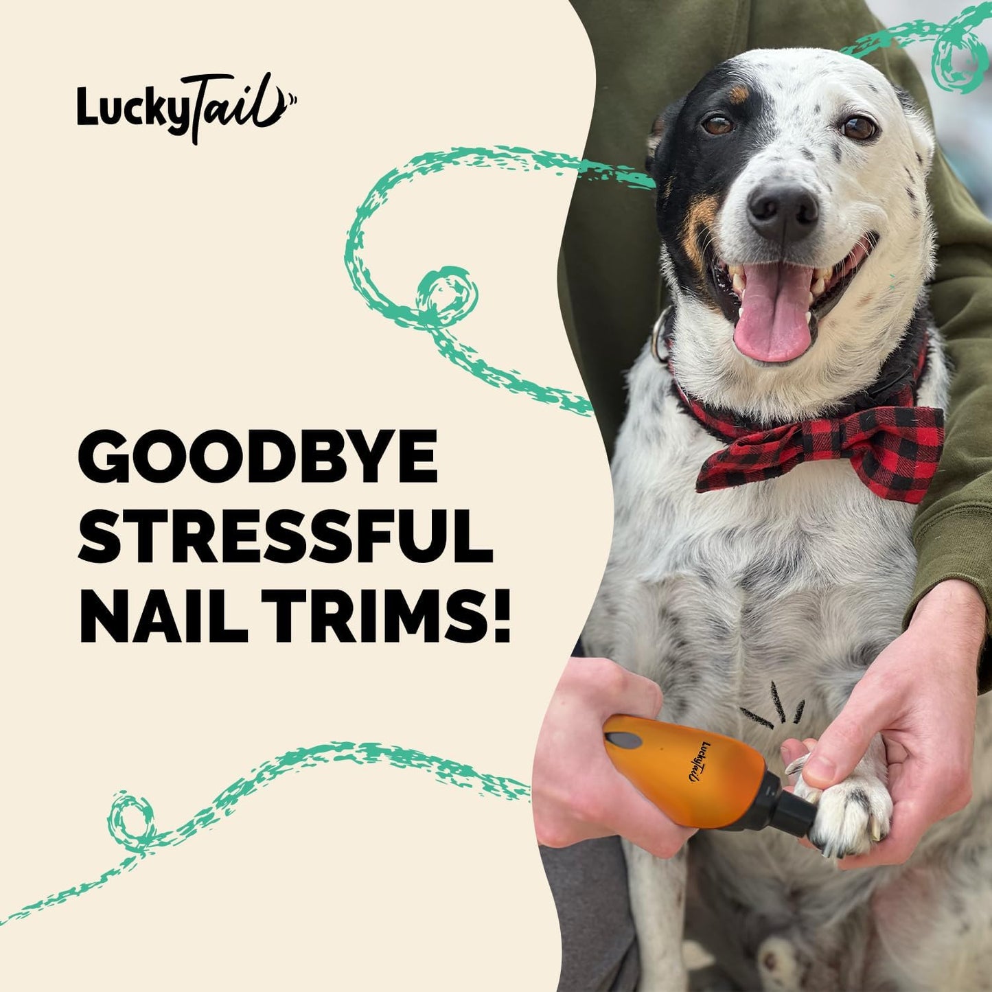 LUCKY TAIL Pet Nail Grinder for Dogs and Cats - Super Quiet and Low Vibration Electric Dog Nail Grinder with 2 LED Lights - USB Rechargeable and Cordless - 2 Speeds - Small to Large Pets - Orange