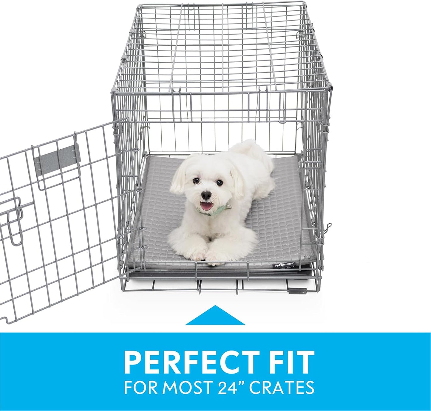 Paw Inspired Cooling Orthopedic Crate Pad for Dogs and Cats, Washable Memory Foam Dog Cooling Mat (23x17 Inch XS/Small Size for 24 Inch Kennel, Gray)