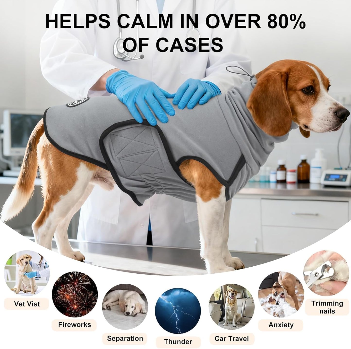 BEAUTYZOO 2-in-1 Reversible Dog Anxiety Vest – Calming Vest for Dogs, Turtleneck Anxiety Wrap for Dogs,Dog Calming Jacket for Fireworks Thunder Separation Vet Visits,Pet Hoodie for Small to Large Dogs