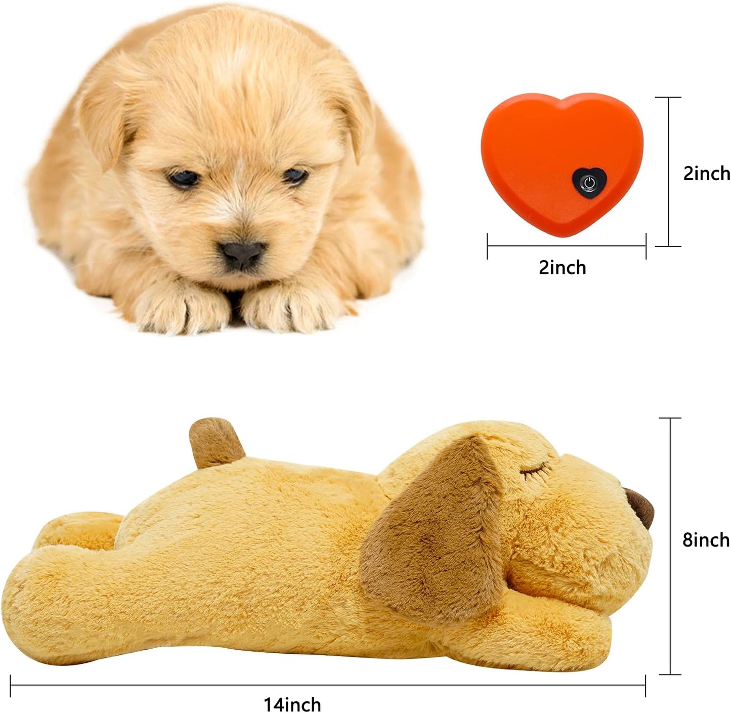 HonourHope Dog Heartbeat Toy for Anxiety Relief, Soft Plush Pet Calming Puppy Behavioral Training Aid, Companion Pillow for Dogs, Cats, and Kitties