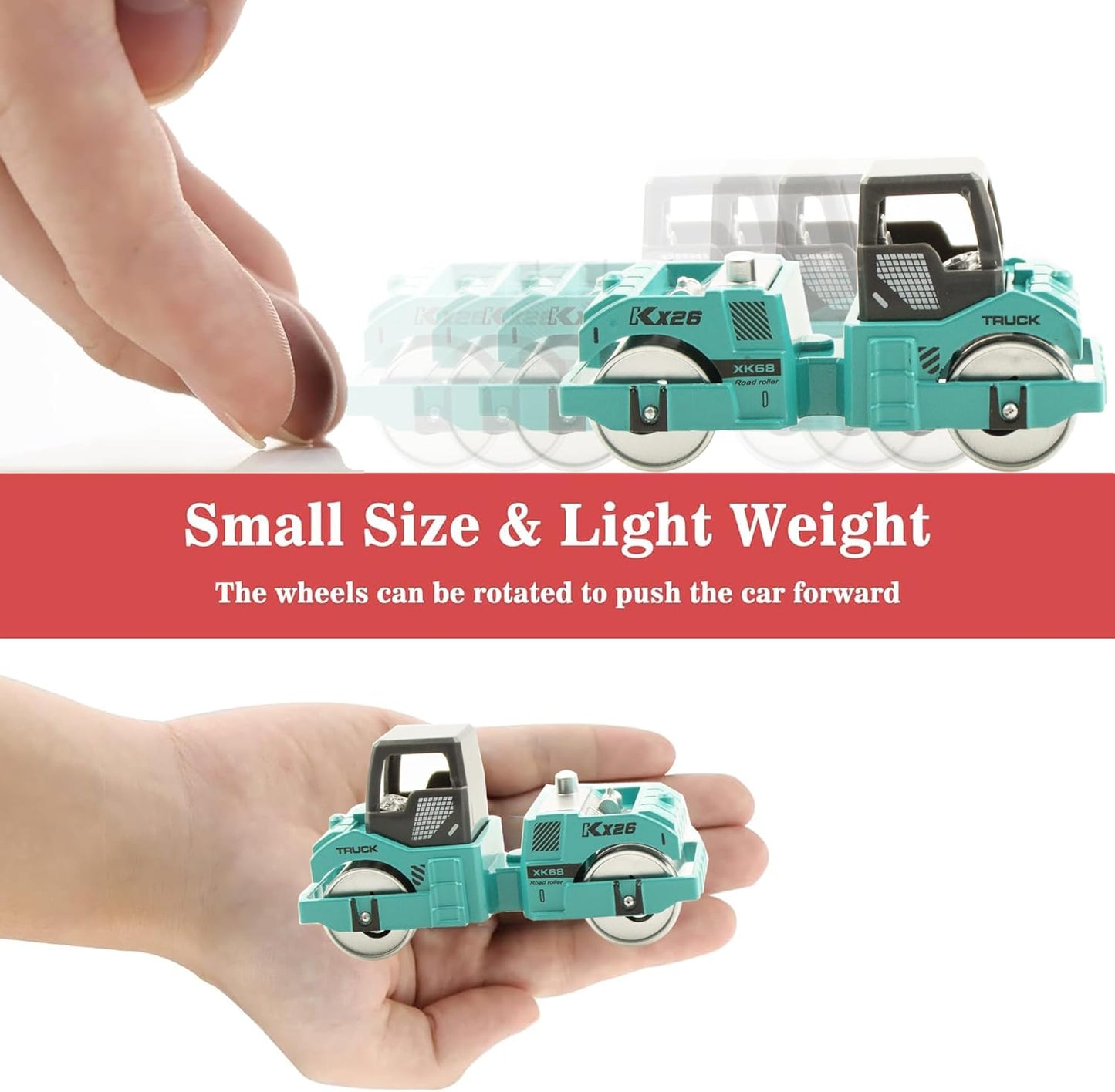 BenRich 6 Pcs Mini Die Cast Toy Set 1/64 Scale Alloy Construction Model Vehicles - Excavator, Dump Truck, Bulldozer, Forklift, Mixer Truck, Road Roller Toys Car for Boys Girls Birthday Present