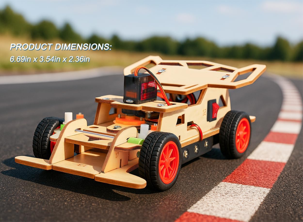 Poraxy STEM Kits for Kids 8-10, STEM Toys for Boys Ages 8-13, Remote Control Car, Wooden 3D Puzzles 8-12 Science Projects Building Model, Birthday Valentines Gifts for 9 11 14 Year Old Teen Boys Girls
