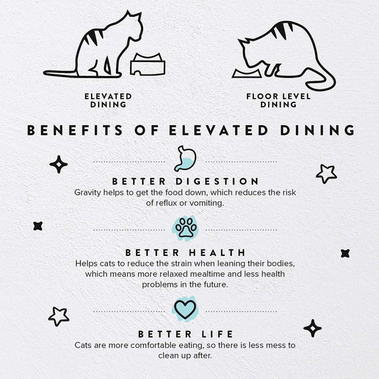 CatGuru Food Table for Cat Bowls, Elevated Feeding Station for Cat Food Bowl, Raised Stand For Pet Food and Water Bowls, Pet Feeder For Indoor Cats, Stress Free Stand For Pet Dishes (Bamboo, Standard)