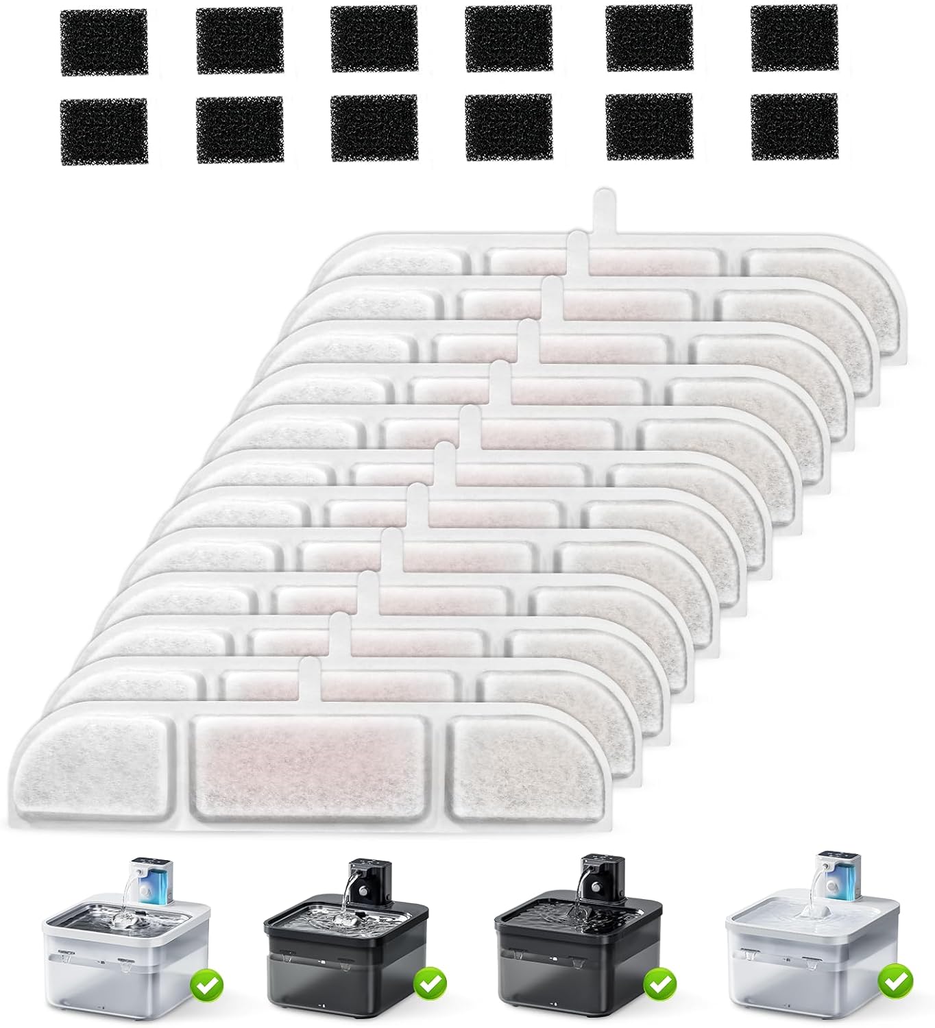 Cat Water Fountain Filter,Replacement Filters for 84oz/2.5L Battery Operated Pet Water Fountain (12Pcs)
