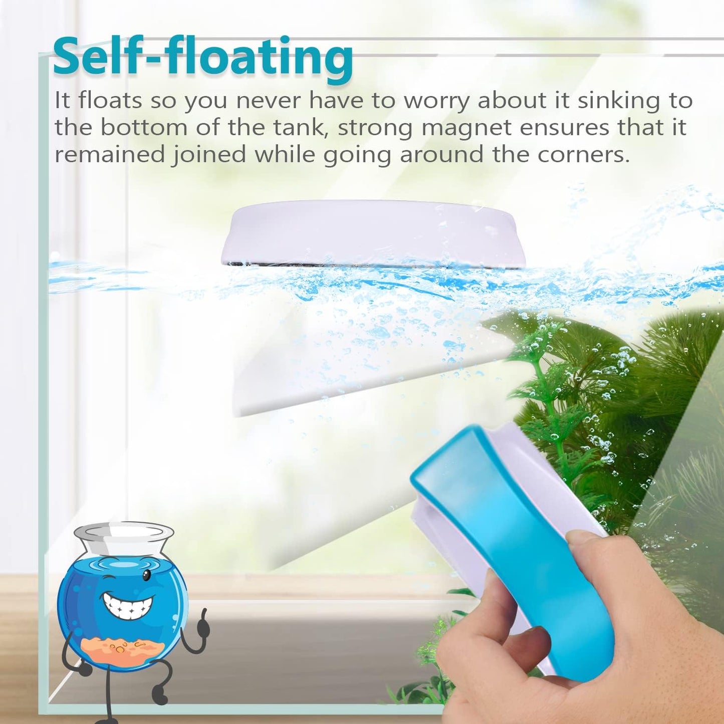 Magnetic Aquarium Fish Tank Glass Algae scrapers Glass Cleaner Scrubber Clean Brush [Floating,Scratch-Free,Non-Slip,magnetizing] S