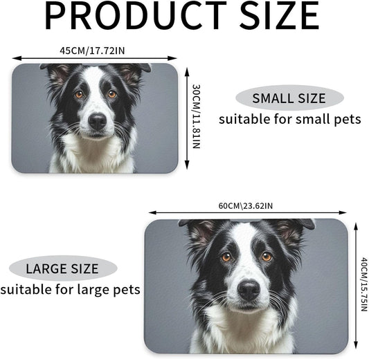Pet Feeding Mat Leather Dog Food Mat Waterproof Pet Tablecloth Border Collie Pet Placemat for Dogs Absorbent Dog Bowl Mat Anti-Slip Dogs Mats for Food and Water