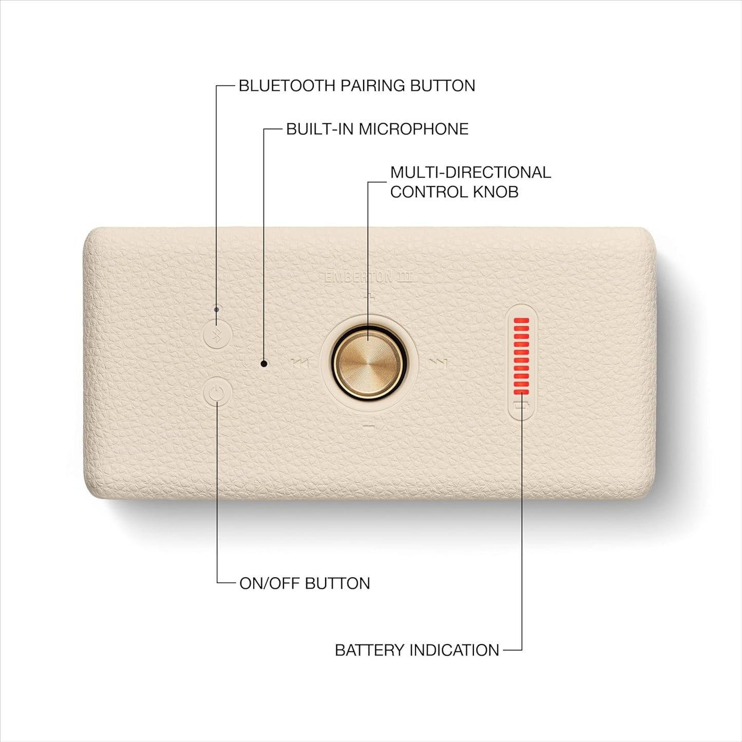 Marshall Emberton III Portable Bluetooth Speaker - Rugged Waterproof IP67 Design | Loud Stereo Sound, Deep Bass with 32+ Hr Playtime | Compact and Wireless for Travel and Outdoors - Cream