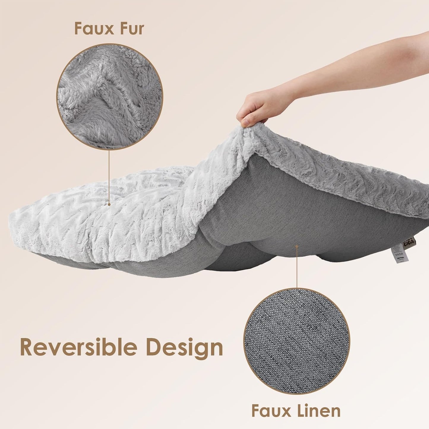 EHEYCIGA Washable Large Dog Bed for Crate 35x23 Inch, Reversible Kennel Pad for Dogs Weight Up to 45 lbs, Plush and Comfy Pet Sleeping Mat, Grey