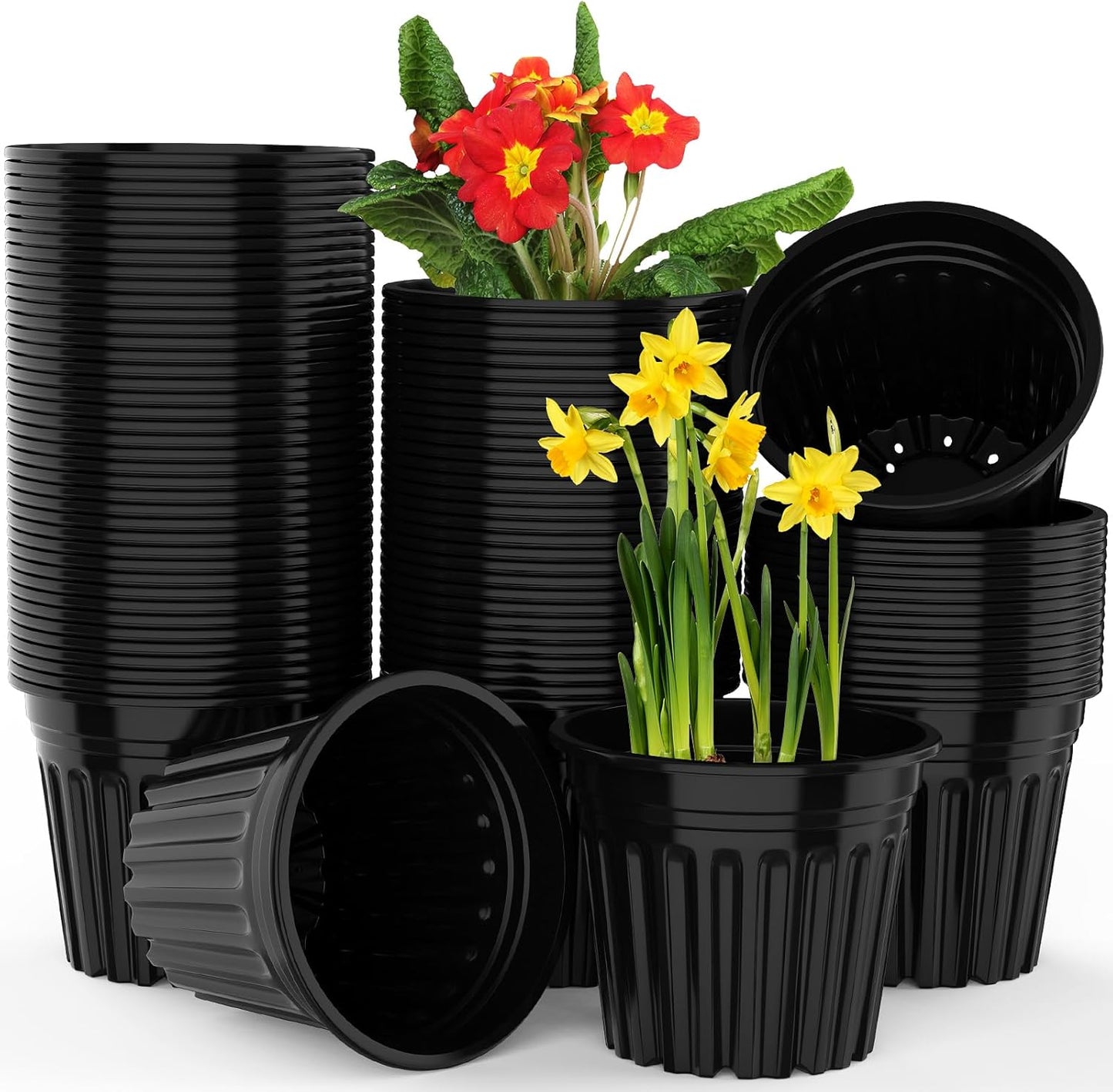 24 Pcs 3 GallonPlanter Nursery Pots, Seed Starting Pot Plastic Flower Seedling Pots with Drainage Holes Flexible Plant Container for Indoor Outdoor Garden Lawn Yard Plants Seedlings (24, 3 Gallon)