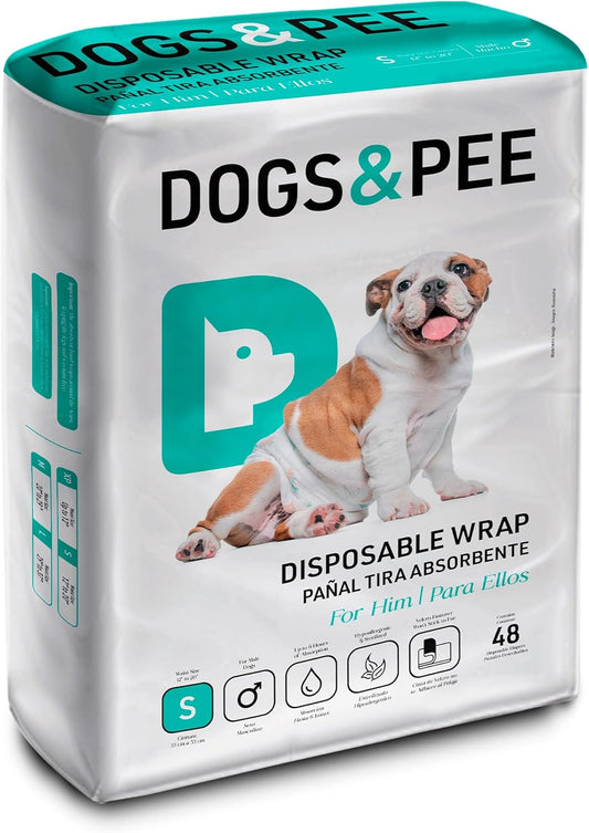 Dog´s Care – Disposable Hygienic Diaper for Male Dogs – Ultra-Absorbent, Comfortable – 6 to 8 Hours Protection – Size S – 13 to 21 inches – 48 Units