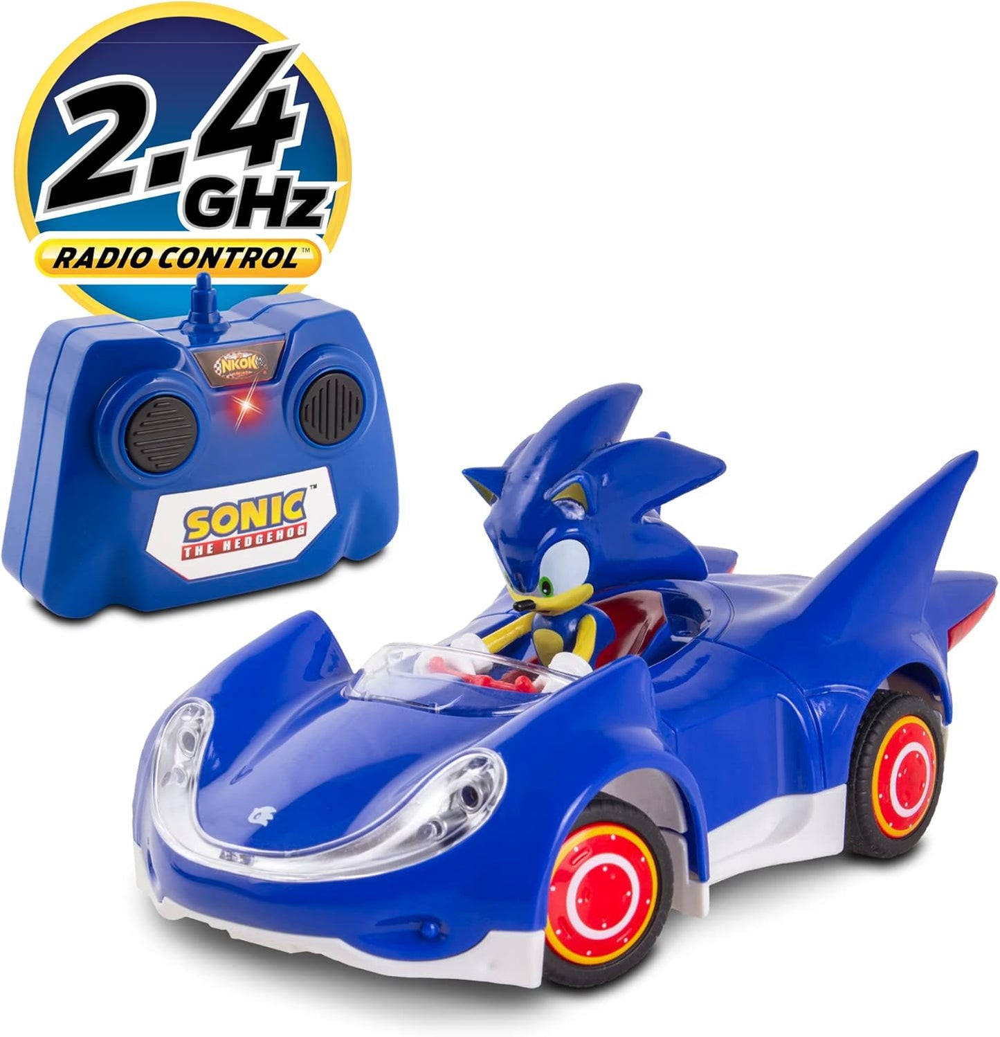 Sonic & Sega All-Stars Racing RC: Sonic - NKOK (681), 1:28 Scale 2.4GHz Remote Controlled Car, 6.5" Compact Design, Officially Licensed Sega Sonic The Hedgehog, Battery Powered, Ages 6+