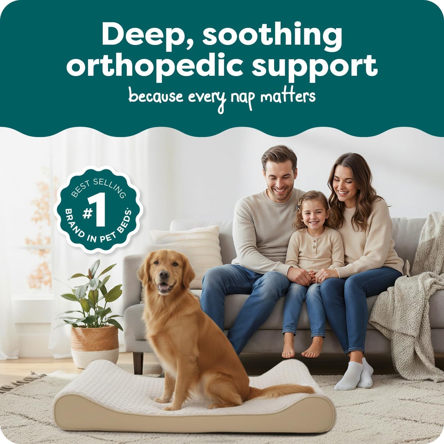 FurHaven Orthopedic Dog Bed for Large Dogs, Luxe Lounger Contour Mattress with Solid Orthopedic Foam Slab for Joint Support, Removable Washable Cover, Jumbo XL, Plush Suede, Cream