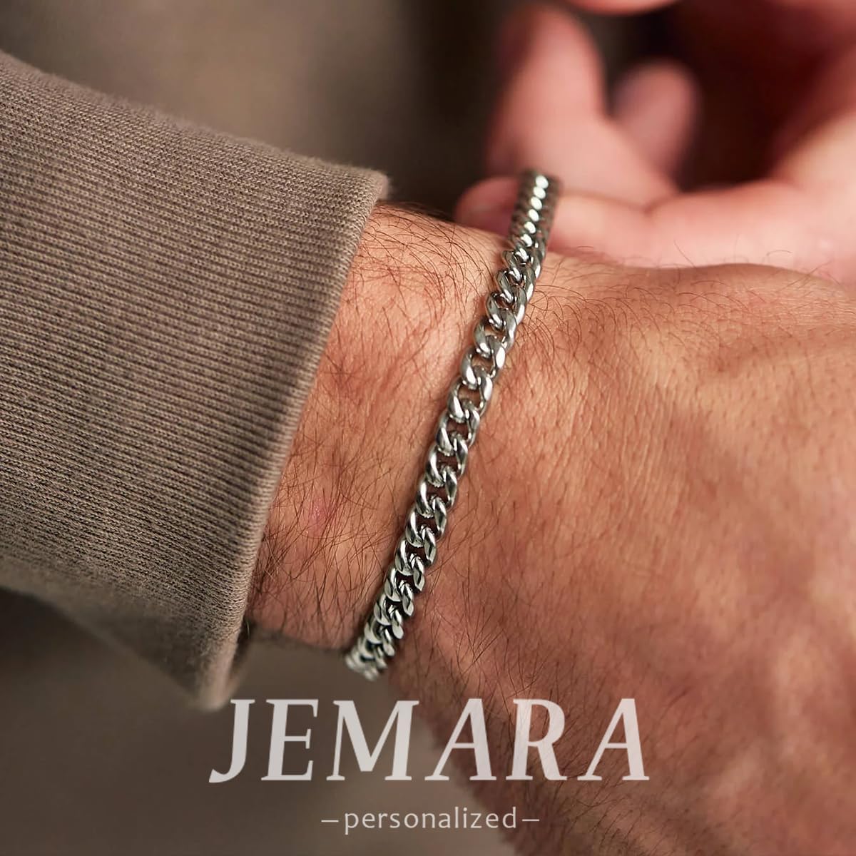 3Pcs Stainless Steel Mens Bracelet,Adjustable Sturdy Silver Cuban Chain Bracelet Set for Men