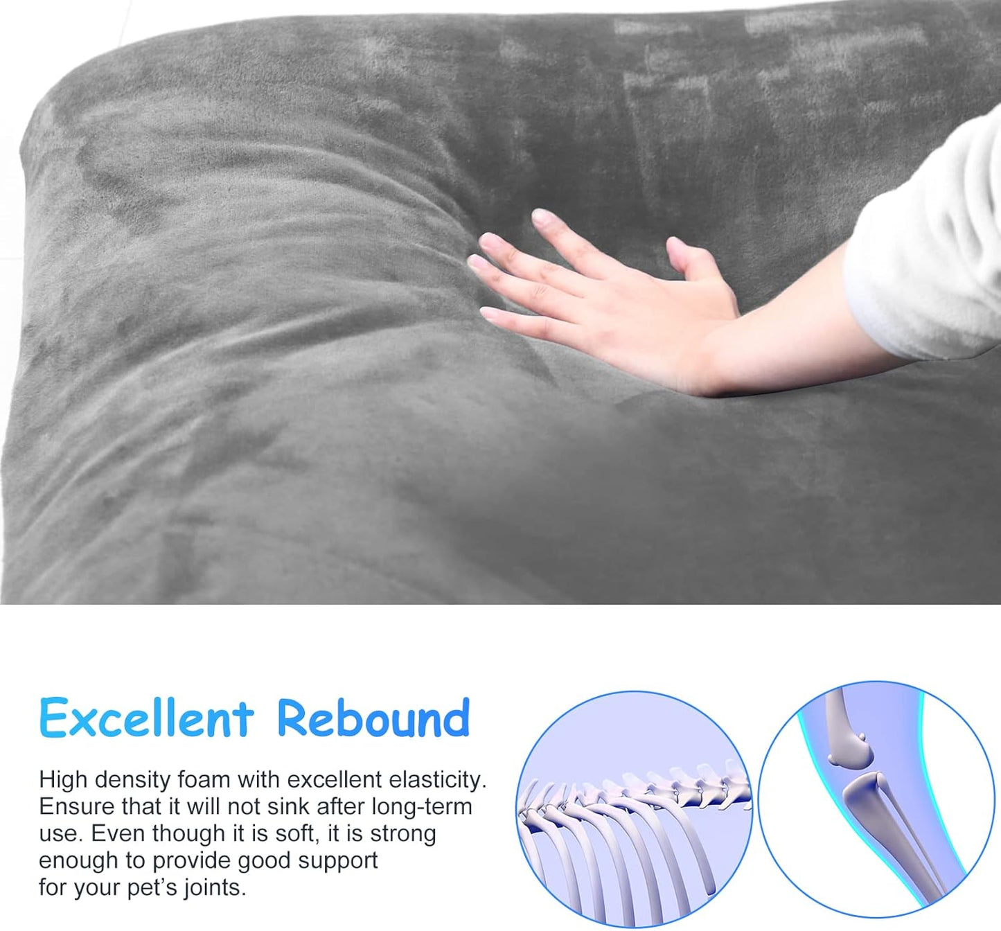 Magic Dog Super Comfy Dog Bed for Large Dogs, 47" Extra Large Washable Dog Bed with Removable Cover, Anti-Slip Bottom & High-Density Foam, Jumbo Size XL Dog Mattress