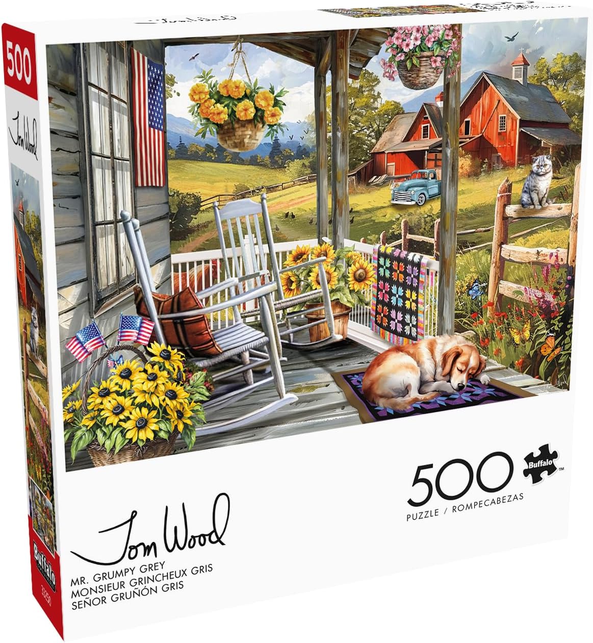 Buffalo Games - Tom Wood - Mr. Grumpy Grey - 500 Piece Jigsaw Puzzle for Adults - Challenging Puzzle Perfect for Game Nights - Finished Size is 21.25 x 15.00